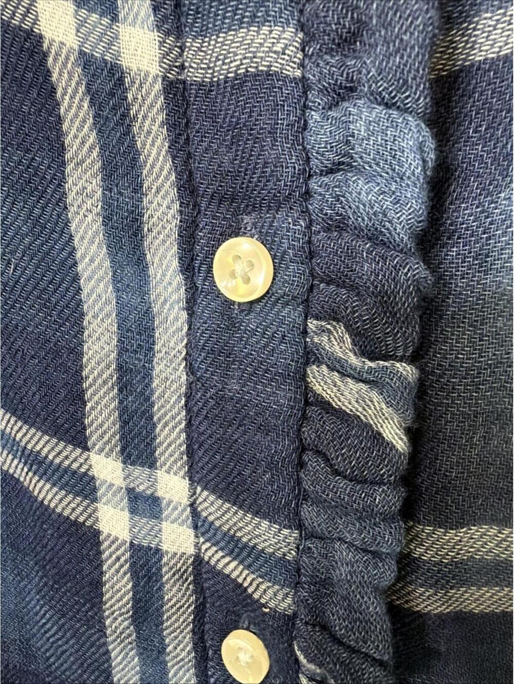 Trovata Birds of Paradise Blue Plaid Button Down Shirt Sz XS Ruffle Trim New - Picture 6 of 9